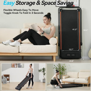 Walking Pad with Incline | Walking Pad Under Desk | 265 Lbs. Capacity, Black Color - Space Saving & Wheels to move