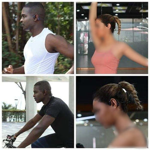 Headphones: Open Ear Wireless Bone Conduction for Sports with Mic- Men and Women Wearing