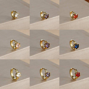 Earrings for Women | Ring-Shaped Gold Earrings | with Colored Diamonds (Preview)