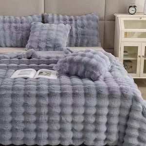 Blanket: All Seasons Luxurious Bubble Velvet - Soft & Thick - (Light Grey Color) -Buy Now!