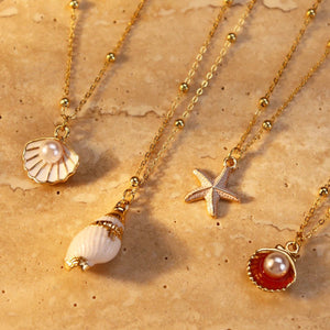 Necklace For Women with Pearl & Conch Shell | Any-Outfit Gold Jewelry (Main Preview)