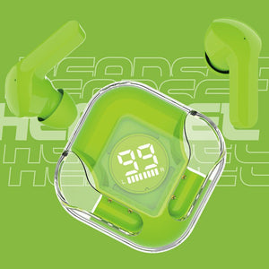 Headset: Transparent Design + TWS Technology + 8-Hour Battery Life - Green Color