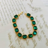 Bracelet for Women with Hearts & Colored Gems - Any Occasion Jewelry (Green Color)