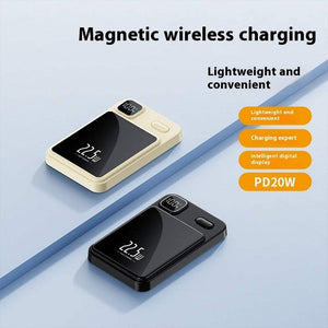 MagSafe - Wireless Charger & Power Bank with Magnetic Suction - 22W Fast Charging + Power Display - Light Weight