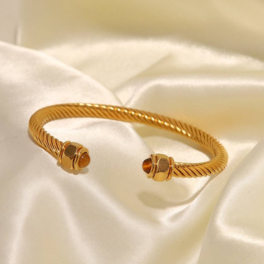 Bracelet for Women | Thea Gold | Elegant Fashion Women's Jewelry (Brown Stone Preview)