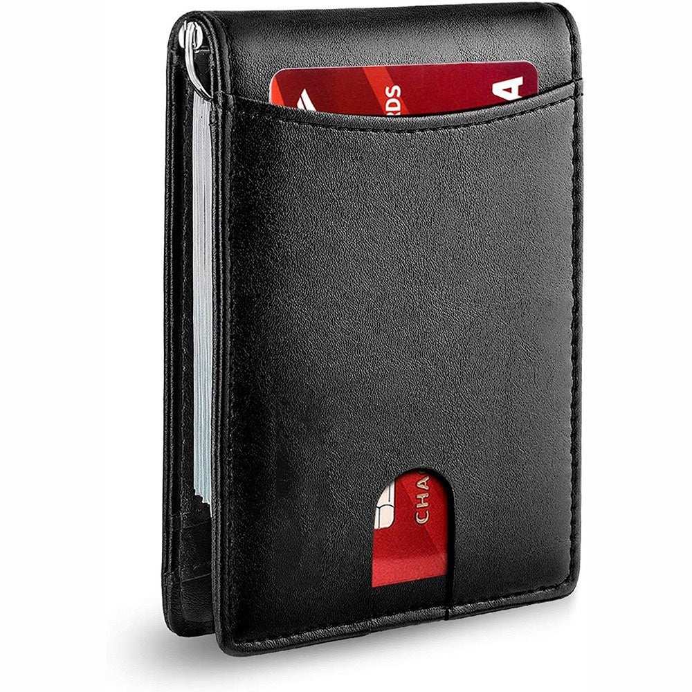 RFID Wallet - Anti-Theft Card Sleeve - Multifunctional & Leather Made - Color(Plain Weave Black)