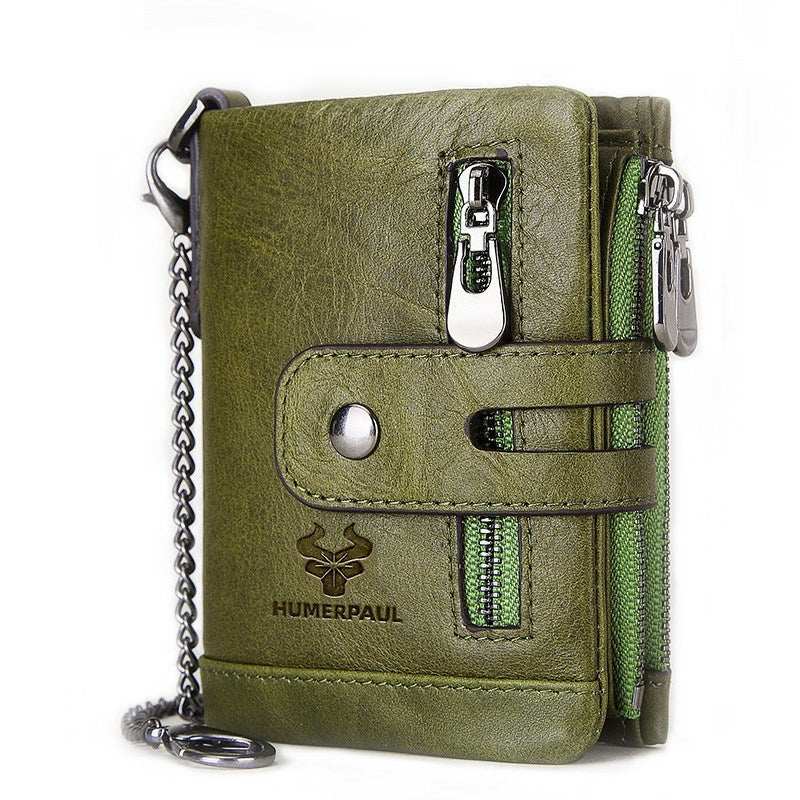 RFID Wallet: for Men's Retro-Secure, Multi-Card & Stylish Leather Made- Green Color