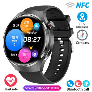 Smartwatch: Heart Rate, Blood Oxygen, Bluetooth Calls & AMOLED Display-(Black Silicone Belt Color)