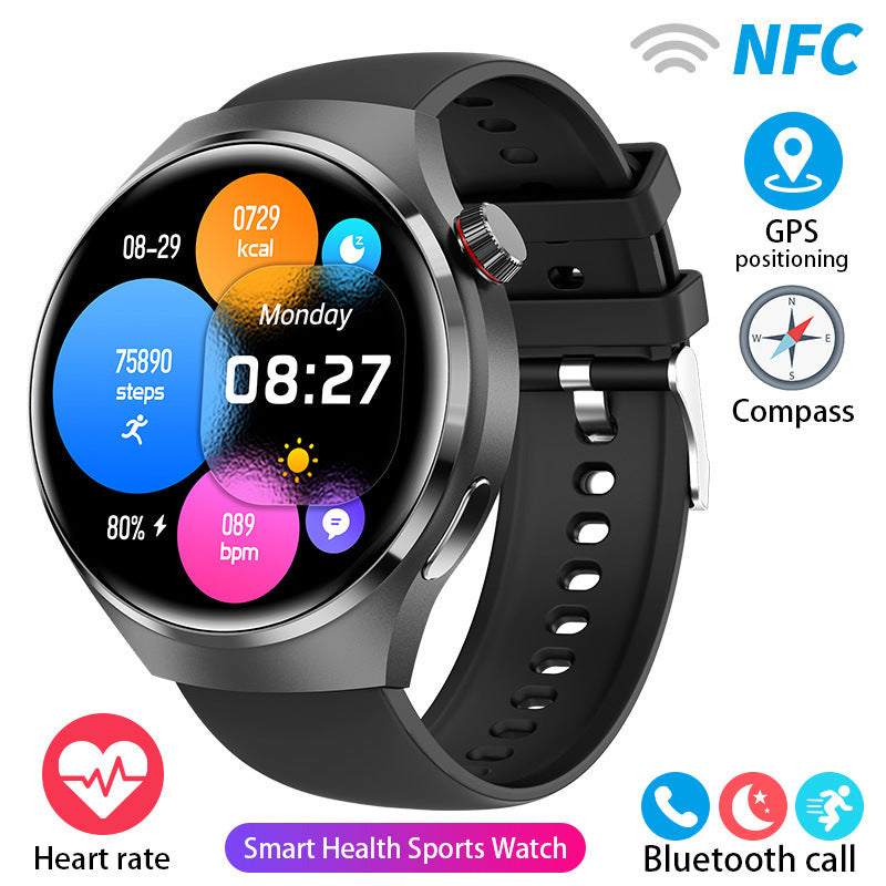 Smartwatch: Heart Rate, Blood Oxygen, Bluetooth Calls & AMOLED Display-(Black Silicone Belt Color)