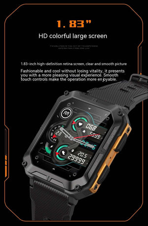 Smartwatch for Sports: BT Call, Waterproof, Touch Screen & 380mAh battery - (Orange Black Color Three Plants Specifications)