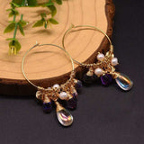 Gold Earrings for Women | Hoop-Shaped with Pearl & Freshwater Crystals - (Main Showcase)