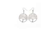 Earrings for Women | Natural Stone Tree-Shaped with Colored Crystals (White Color)