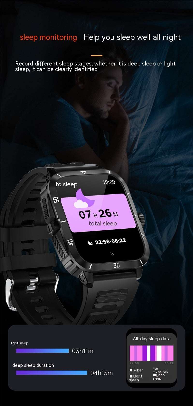 Smartwatch for Sports: Health & Sleep Monitor, Step Count, Heart Rate & BT Call-Sleep Monitoring