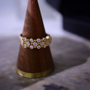 Rings for Women | Gold Plated & Multi-layer Ring with Bubble Diamonds (Preview 4)