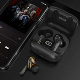 Headset: Mini Wireless Bluetooth - 20 Hours Usage, Power Display & Noise Reduction-Color(H01 black)