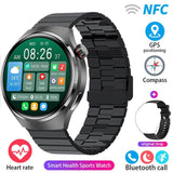 Smartwatch: Heart Rate, Blood Oxygen, Bluetooth Calls & AMOLED Display-(Black Silicone Steel Saving Color)