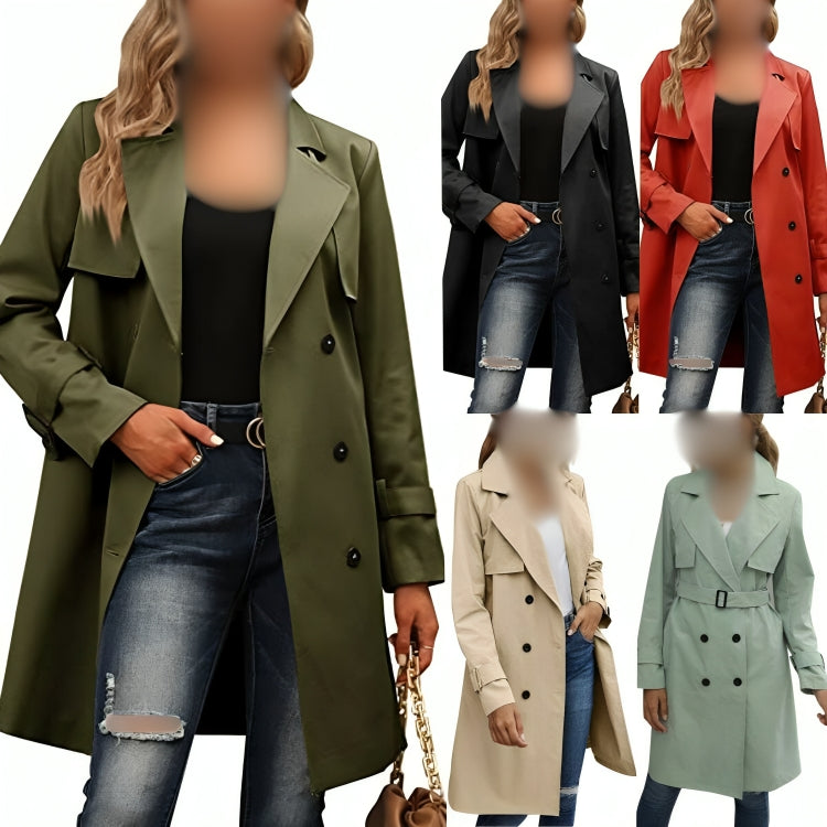 Women Trench Coat: Double-Breasted & Long Sleeve for Winter & Autumn - Multiple Colors