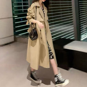 Women's Trench Coat | Double Breasted & Oversize | for Spring & Autumn | Khaki Color 