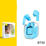 Headset: Mini Wireless Bluetooth - 20 Hours Usage, Power Display & Noise Reduction-Color(Blue Boutique box packaging)