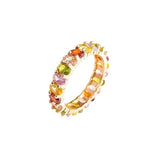 Rings for Women | Oval Zircon Ring with Starry Diamonds | Colors Available (Gold Mixed Color Diamond)