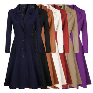 Ladies Overcoat: Single-Breasted, Over-Knee & Cotton Fabric Made - Multiple Colors Available