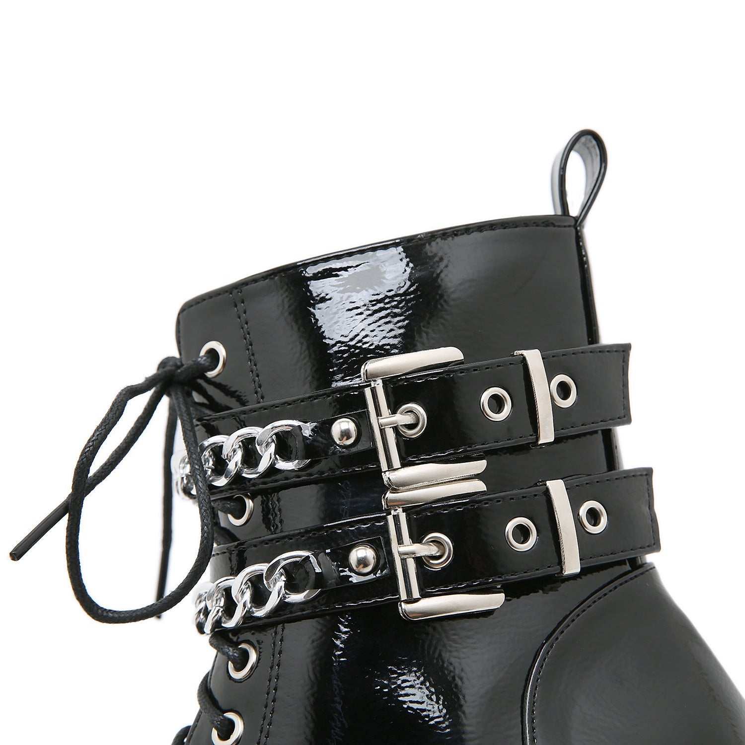 Ankle Boots for Women with Chunky Heel - Muffin Platform Martin Boots-Top Chains Showcase