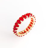 Rings for Women | Oval Zircon Ring with Starry Diamonds | Colors Available (Golden Red Diamond)