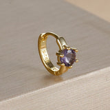 Earrings for Women | Ring-Shaped Gold Earrings | with Colored Diamonds (E1704 Gold Large Purple)