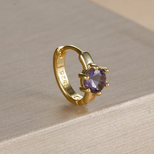 Earrings for Women | Ring-Shaped Gold Earrings | with Colored Diamonds (E1704 Gold Large Purple)