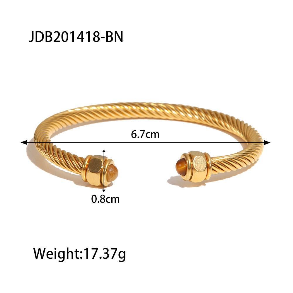 Bracelet for Women | Thea Gold | Elegant Fashion Women's Jewelry (Brown Stone Dimensions & Weight)