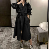 Women's Trench Coat | Double Breasted & Oversize | for Spring & Autumn | Black Color 