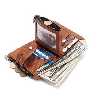 RFID Wallet: for Men's Retro-Secure, Multi-Card & Stylish Leather Made- Opened Inside Showcase