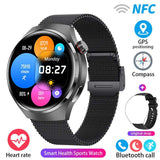 Smartwatch: Heart Rate, Blood Oxygen, Bluetooth Calls & AMOLED Display-(Black Silicone Milan Net Color)