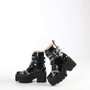 Ankle Boots for Women with Chunky Heel - Muffin Platform Martin Boots-Main Showcase