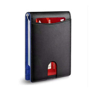 RFID Wallet - Anti-Theft Card Sleeve - Multifunctional & Leather Made - Color(Plain Black And Blue)