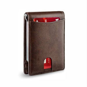 RFID Wallet - Anti-Theft Card Sleeve - Multifunctional & Leather Made - Color(Plain Brown)