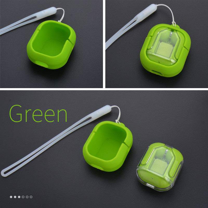 Headset: Mini Wireless Bluetooth - 20 Hours Usage, Power Display & Noise Reduction-Color(Green headphone case)