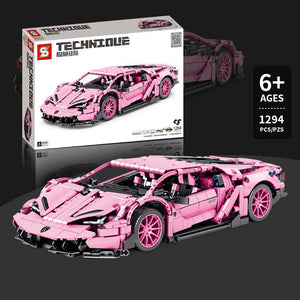 Car Toy Building Blocks | 800 Piece Set for Boys & Girls | Sports Model (Pink Color)