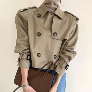 Women's Trench Coat | All-Matching Short Trench Coat | Khaki Color