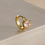 Earrings for Women | Ring-Shaped Gold Earrings | with Colored Diamonds (E1704 Gold Medium Pink)