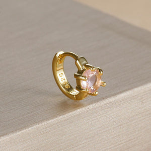 Earrings for Women | Ring-Shaped Gold Earrings | with Colored Diamonds (E1704 Gold Medium Pink)