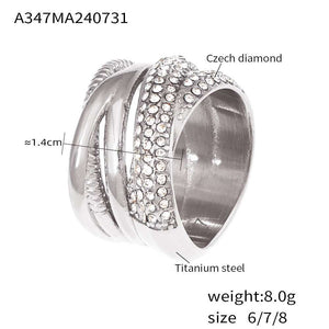 Rings for Women | Cross-Woven Gold & Silver Ring with Diamonds (Dimensions 1)