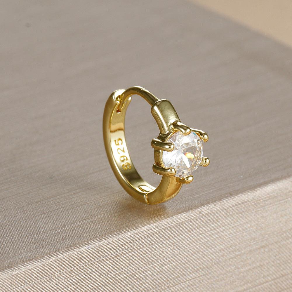 Earrings for Women | Ring-Shaped Gold Earrings | with Colored Diamonds (E1704 Gold Large White)