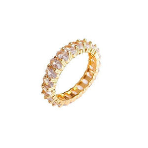 Rings for Women | Oval Zircon Ring with Starry Diamonds | Colors Available (Golden White Diamond)