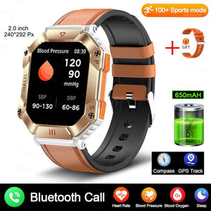 Smartwatch for Fitness & Outdoor: Voice Control, GPS & Fitness Tracking | (Brown Leather Color)