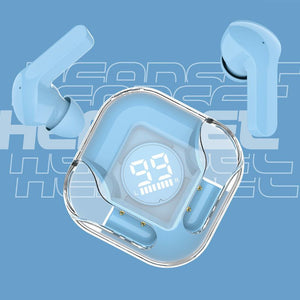 Headset: Transparent Design + TWS Technology + 8-Hour Battery Life - Blue Color