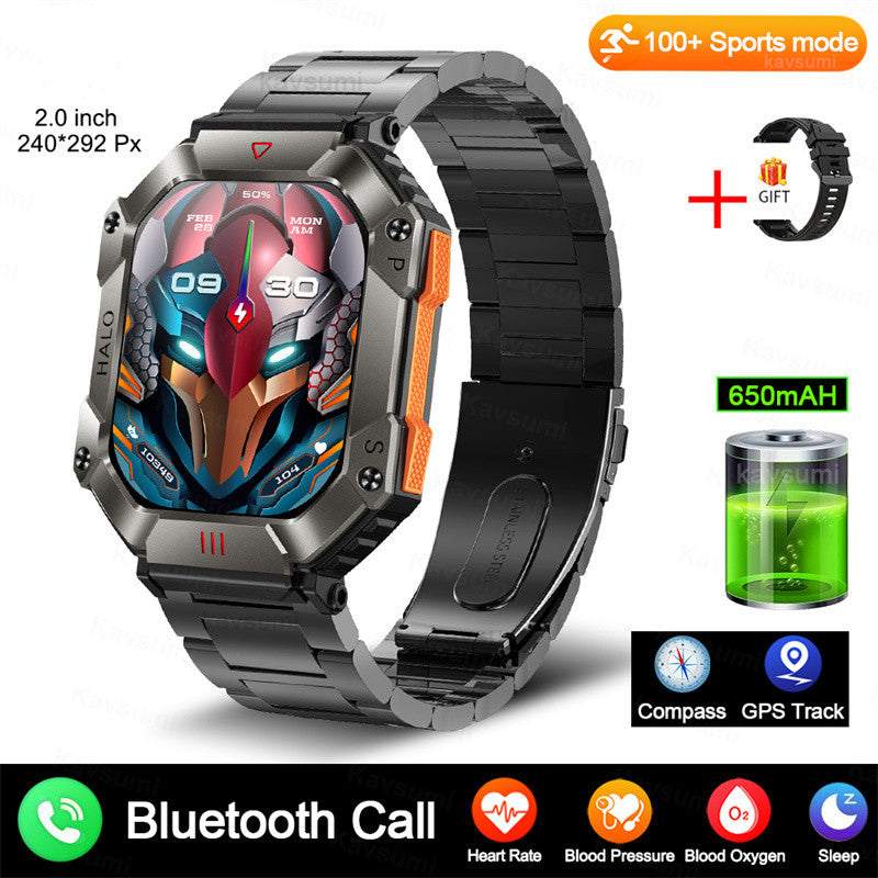 Smartwatch for Fitness & Outdoor: Voice Control, GPS & Fitness Tracking | (Black Steel Band)