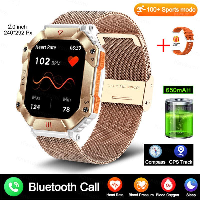 Smartwatch for Fitness & Outdoor: Voice Control, GPS & Fitness Tracking | (Gold Mesh Band Color)