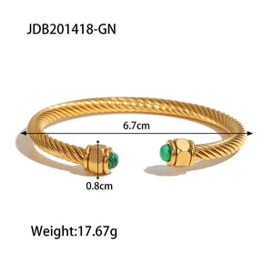 Bracelet for Women | Thea Gold | Elegant Fashion Women's Jewelry (Green Stone Dimensions & Weight)