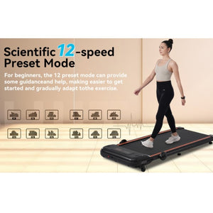 Walking Pad with Incline | Walking Pad Under Desk | 265 Lbs. Capacity, Black Color - 12-Speed Preset Mode